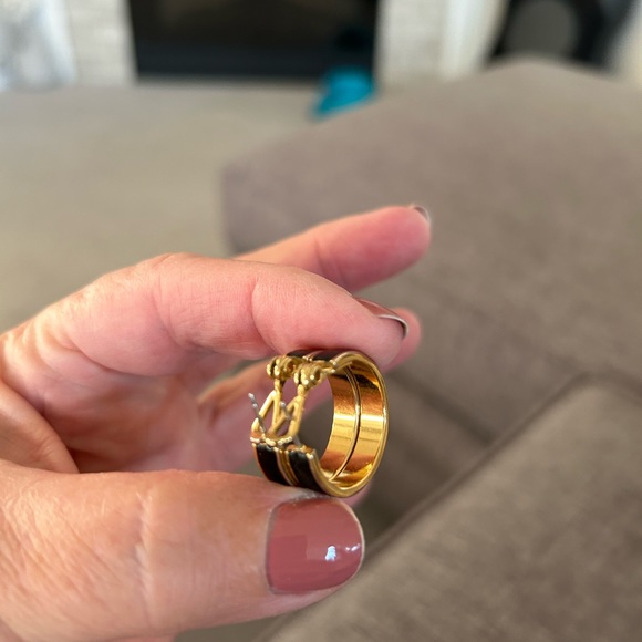 Gold & Black Hoop Earrings - Picture 5 of 5